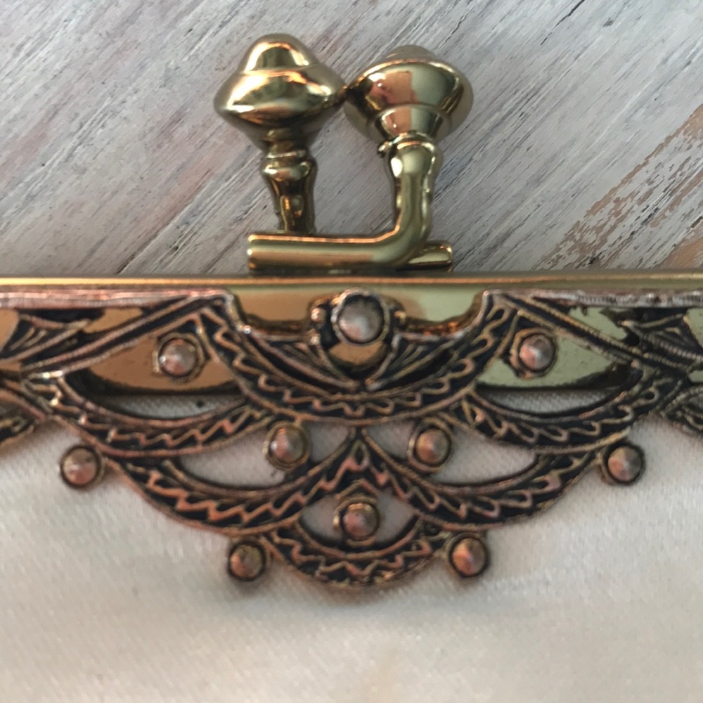 Vintage satin ornate brass evening bag